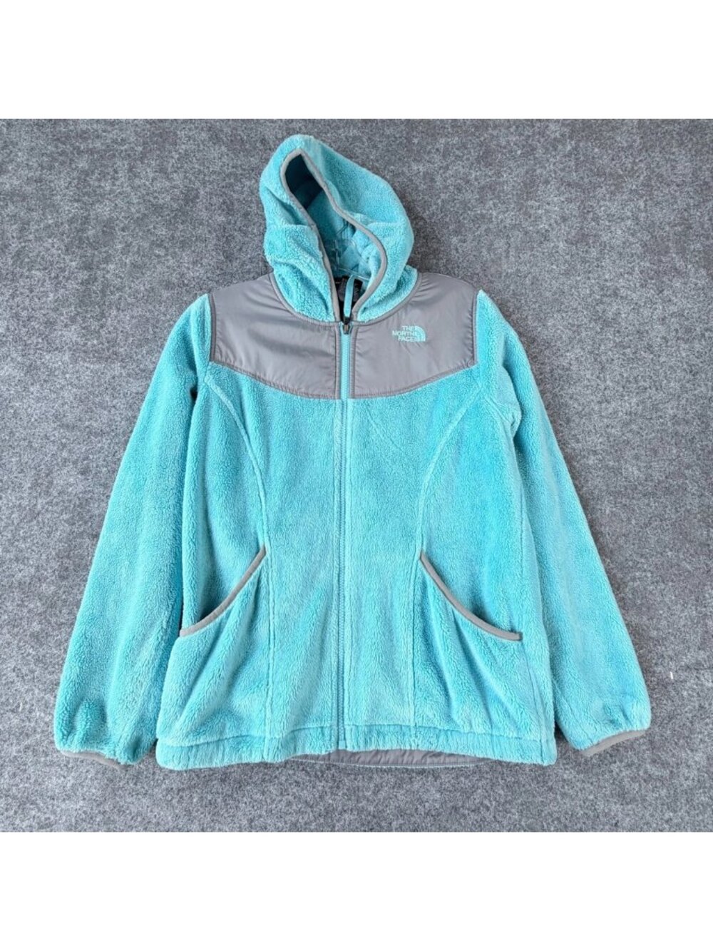 The North Face Oso Fleece Jacket Girls XL Light Blue Hooded Full Zip Y2K Soft